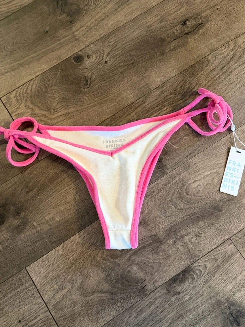 Frankie’s bikinis “Connor” Terry Cheeky Bikini Bottom - Strawberry Shortcake